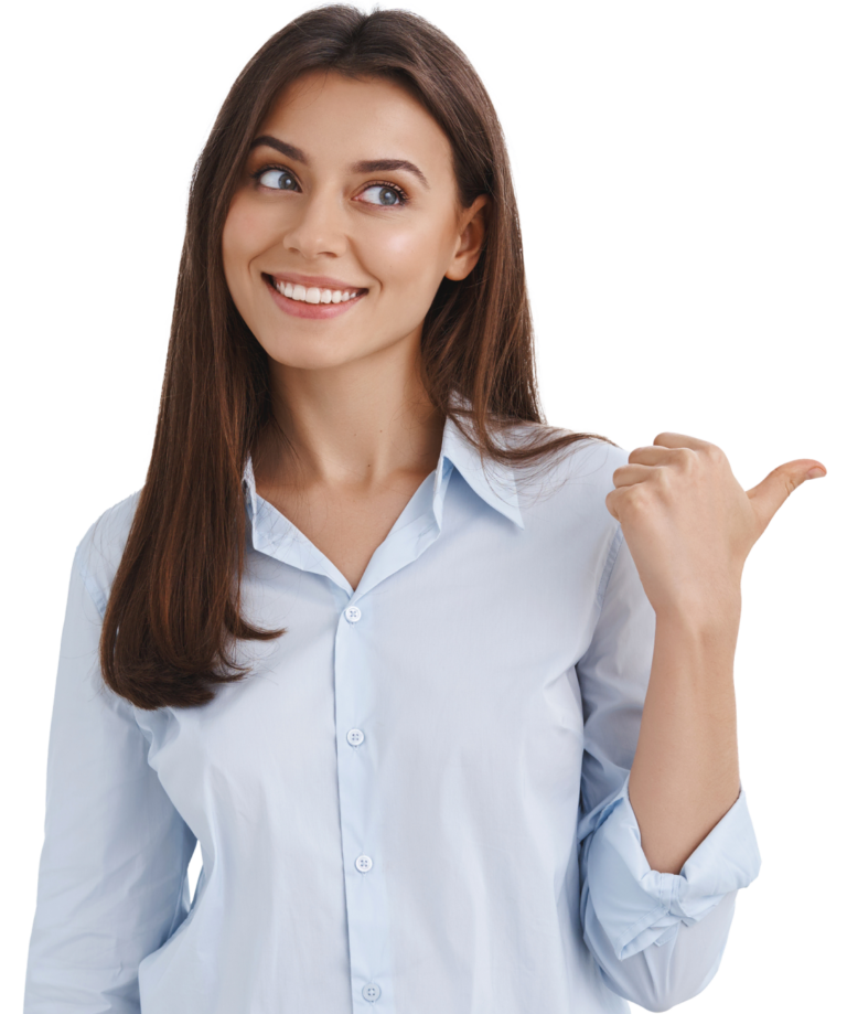 Korepetycje z matematyki i fizyki online – zadowolona uczennica wskazuje ofertę dr Jarka